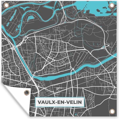 Tuin poster Vaulx-en-Velin - Frankrijk - Stadskaart - Kaart - Plattegrond - 200x200 cm - Tuindoek