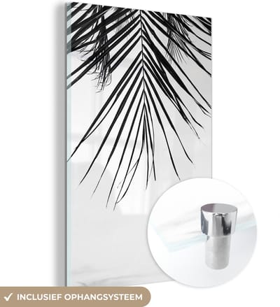 MuchoWow® Glasschilderij 120x180 cm - Schilderij acrylglas - Palm - Zomer - Bladeren - Tropical - Foto op glas - Schilderijen