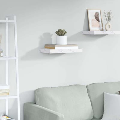 vidaXL - Wandplank - Muurmontage - Wit - Marmer - 40 - x - 23,5 - x - 3,8 - cm