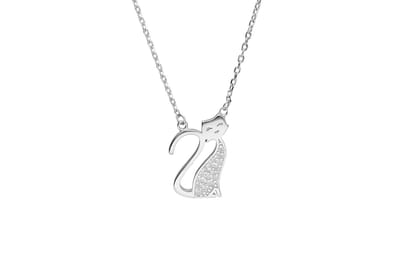 Zilver Kat Ketting - Elegant Kat Ketting - Elegant Cat Necklace - Amona Jewelry