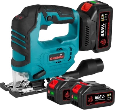 Stemily Decoupeerzaag - Draadloos - 2 Zaagbladen - 1000W - Hoek Verstelbaar tot 45° - 0-3500 RPM - 5 Snelheden - 2 Accu's