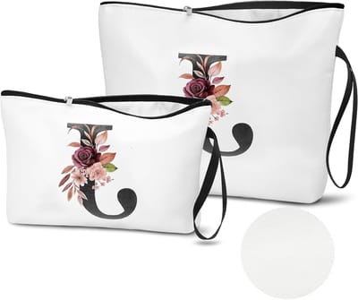 Cosmeticazakken Set van 2 - Make-up Tassen met Letters en Alfabet, Perfect als Verjaardagscadeau voor Vrouwen, Stijlvol en Praktisch