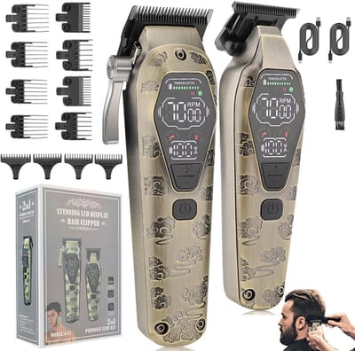 HAUSS SPOLE Haarknipper-Haartrimmer-Met LED Display & Type-C Opladen-Voor Thuisgebruik & Reizen-Hoge Precisie-Compact Formaat-ABS-Brons