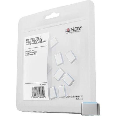 LINDY Sleutel voor USB-C-poort Set van 10 stuks Blauw Sleutelslot Zonder sleutel