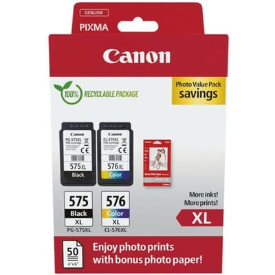 Value pak: inktpatronen »PG-575XL« & »CL-576XL« incl. 50 bladen fotopapier 10x15