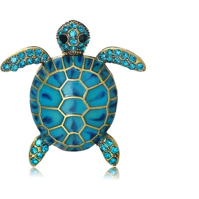 Elegante Strass Schildpad Broches Voor Vrouwen Klassiek Uniek Persoonlijkheid Dier Schildpad Emaille Broche Spelden Feest Sieraden Cadeau blue