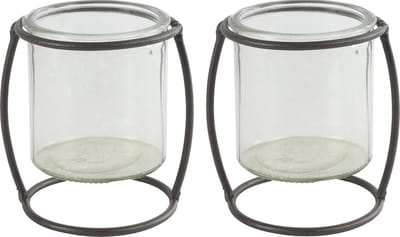Set Waxinelichtjes houder Netti 10,5 Cm Staal/glas Bruin (2 stuks)