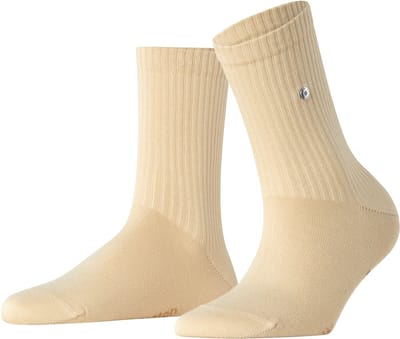 Burlington Fleet Street eenkleurig katoen sokken dames beige - maat 36-41