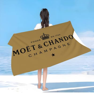 Frans Champagnemerk Moet & Chandon Grote Microvezel Strandlakens Sneldrogende Handdoeken Zwembad Handdoek Voor Reizen Zwembad Yoga W100*H180(CM)