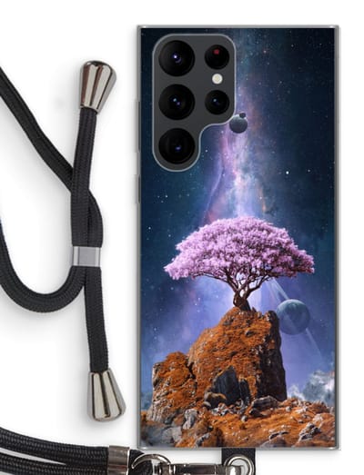 Case Company® - Hoesje met koord geschikt voor Samsung Galaxy S22 Ultra hoesje met Koord - Ambition - Telefoonhoesje met Zwart Koord - Bescherming aan alle Kanten en Over de Schermrand
