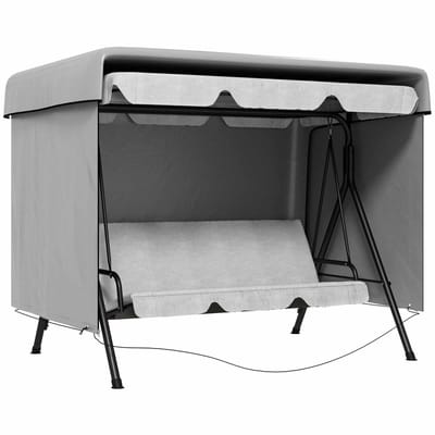 REDOM - Beschermhoes Voor Tuinmeubelen - Waterdicht En Uv-Bestendig - Met Ritssluiting En Gesp - Polyethyleen - Grijs - 215 x 155 x 150 cm