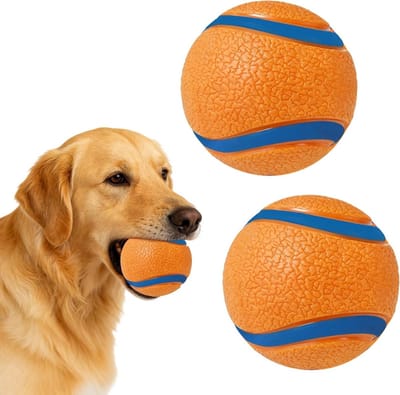 Interactieve hondenballen set van 2, hoge terugslagballen, onverwoestbare speeltjes voor kleine en grote honden, diameter 6 cm, stimuleert activiteit en spelplezier