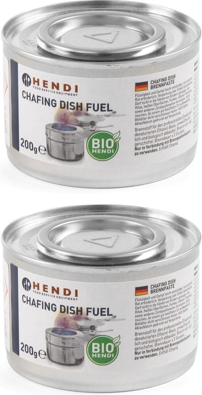 HENDI Brandpasta voor chafing dish – ethanol – 3 uur brandduur – 200g – roet- en geurloos – 2 stuks