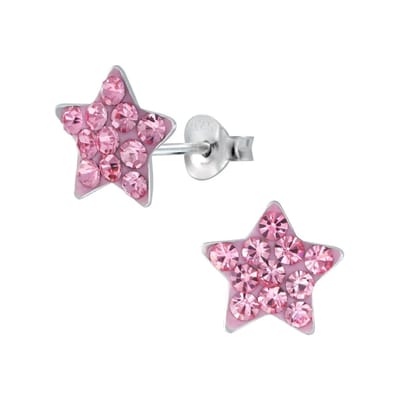 WeLoveSilver - zilveren kinderoorbellen - lichtroze ster - 6 mm
