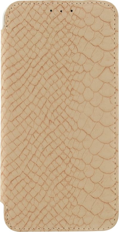 Mobilize Telefoonhoesje geschikt voor Samsung Galaxy S6 Hoesje | Mobilize Slim Booklet Bookcase | Pasjeshouder voor 1 Pasje | Telefoonhoesje voor Pinpas / OV Kaart / Rijbewijs - Snake Creamy Rose | Bruin