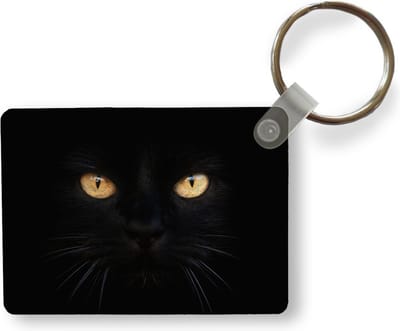 Sleutelhanger - Close-up zwarte kat - Uitdeelcadeautjes - Plastic