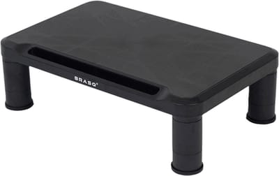 BRASQ Monitorstandaard Zwart MS100 - Monitorverhoger voor Laptop of Beeldscherm - In hoogte verstelbaar 38x24x11,2 cm