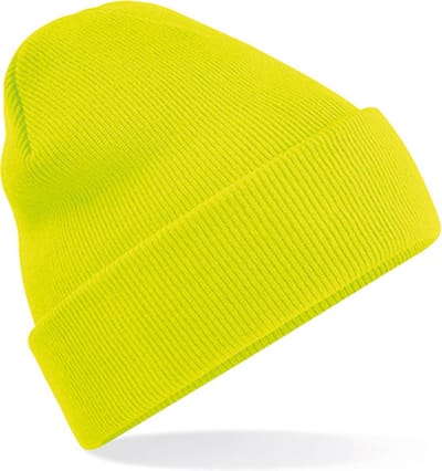 New Age Devi - "Fluorescent Yellow Beechfield 'Original Cuffed Beanie' - Voor Een Opvallende Look!"