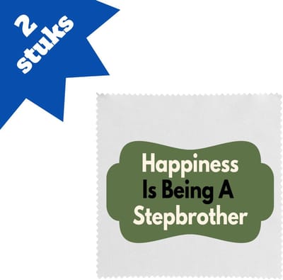 Akyol - happiness is being a stepbrother brillendoekjes - Broer - de liefste stiefbroer - verjaardag - cadeautje voor broer - broer artikelen - kado - geschenk - 17,8 bij 17,8 cm - 2 stuks