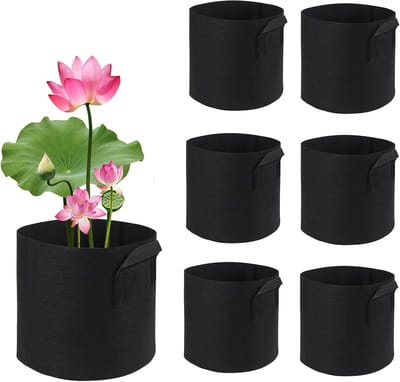 Plantenpotten Vijver - Waterlelie Manden - Aquatische Groei - Ademend Vilt Materiaal - 6 Stuks - Grijs