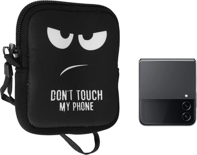 kwmobile Telefoontas voor opvouwbare smartphones XXS - 3 / 3,5" Hoes – Neopreen tas – Telefoontasje met 10 x 8 x 2 cm – Don't Touch My Phone design