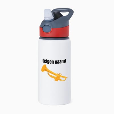 Hacebo® - trompet met eigen naam waterfles met rietje rood - Trompet - muziek liefhebbers - iemand die houdt van trompetten - verjaardag - cadeau - kado - geschenk - water fles - 650ML