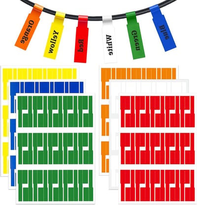 Set van 180 Zelfklevende Kabellabels in 6 Kleuren voor Organisatie van Elektronische Apparaten en Voedingskabels