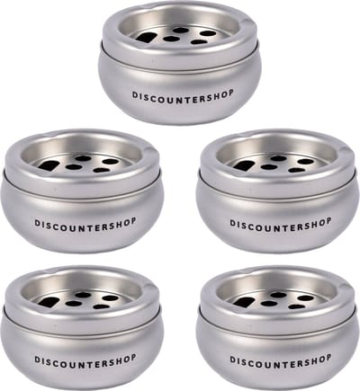 Asbakken Set van 5 Zilveren Aluminium Terrasasbakken - Stijlvolle Tuinaccessoires (10x5.5 cm)