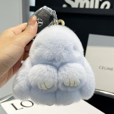 Mini Schattig Echt Rex Konijnenbont Konijntje Sleutelhanger Speelgoed Pop Sleutelhanger Tote Bag Bedeltje 10CM Bont Konijn Sleutelhanger Auto Hanger white