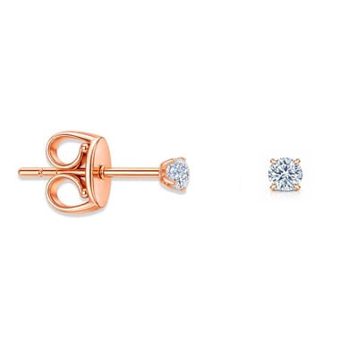 Pax Amare Zirkonia Oorbellen Dames - Stainless Steel Oorknopjes met Steentje - Rosé Goud - 3mm