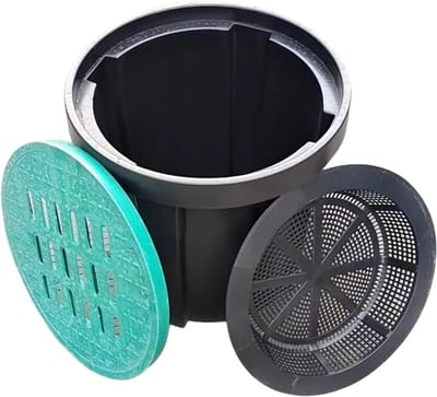 Afwateringssysteem - Wateropvangbak - Effectief waterbeheer - Plat design met vuilbak - 64 cm diameter - Zwart