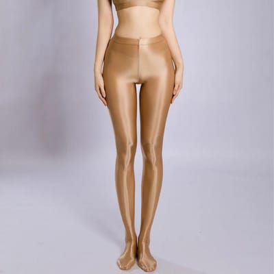 Sexy Strak Satijn Glanzend Hoge Taille Sport Vrouwen Sportschool Fitness Glanzend Yoga Broek Legging Ballet Dans Legging Ootd Mode Panty L brown
