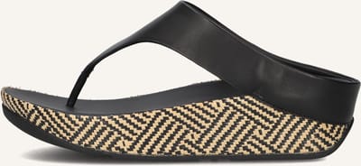 FITFLOP Lulu Lux Graphic Weave Toe-post Slippers - Dames - Zwart - Maat 43