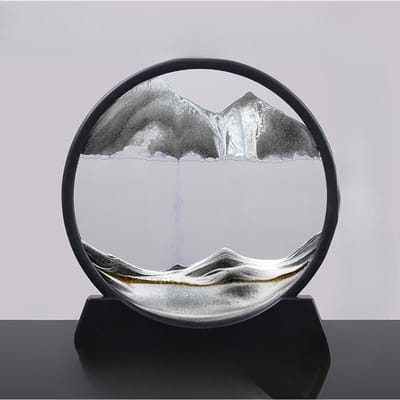 Rond Zandloper Schilderij 3d Driedimensionale Dynamische Zandloper Woondecoratie Cadeaus Cadeau voor Mannen en Vrouwen Woonkamer Bureau Decoratie Decoraties 12 inch round black and white gray