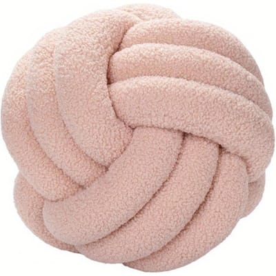 Handig Knoopbal Kussen Vormvast Milieuvriendelijk Knoopbal Pluche Kussen Handgeweven Knoopbal Rug Sierkussen lichtroze kleur
