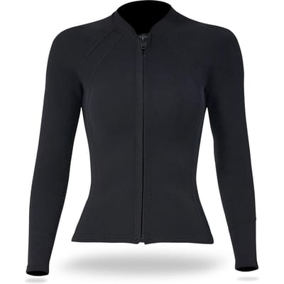 2mm Neopreen Heren Dames Duiktop met Rits aan de Voorkant Wetsuit Jas Lange Mouwen Wetsuit Top voor Snorkelen Scuba 2XL black