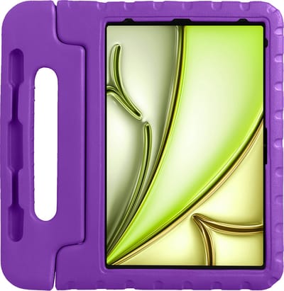 Hoes - Geschikt voor Apple iPad Air (2024/2025/2026) - 13 inch - Kinderhoes Shockproof Bumper - Kidsproof Case - Tablet Hoesje - Kinder Hoesje Cover - Paars