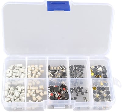 Dailygoody - Tactiele Drukknoppen Set - Micro Momentary Switch Assortiment - Inclusief Opbergdoos - 250 Stuks - Voor Elektronica - Duurzaam - Geschikt...