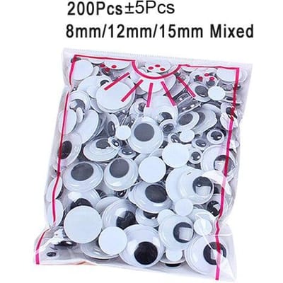 100 stuks/200 stuks zelfklevende wiebelogen voor DIY scrapbooking knutselprojecten, DIY poppenaccessoires, ogen, handgemaakt speelgoed gray