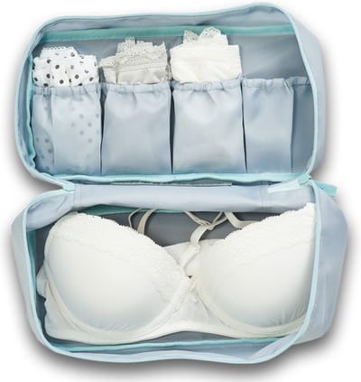 Zeller Reistasje voor Lingerie en Make-up - Grijs - Polyester / Mesh - 27 x 13 x 13 cm - houdt lingerie mooi