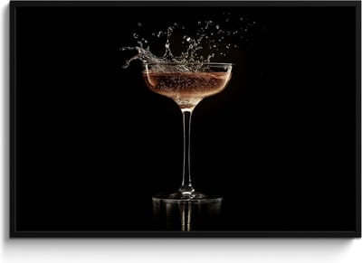 Fotolijst inclusief poster - Posterlijst 120x80 cm - Posters - Cocktail - Zwart - Spetters - Glas - Foto in lijst - Keuken decoratie muur - Wanddecoratie accessoires - Muurdecoratie - Schilderijen