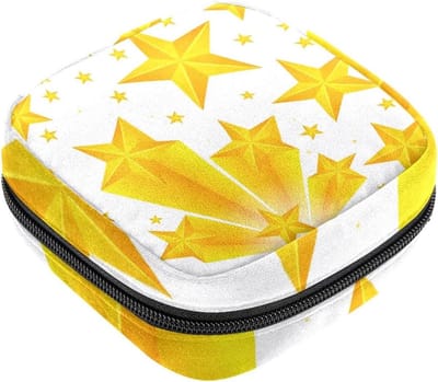 Menstruatiezakjes - Maandverband tasje - Intieme hygiëne - Privacy beschermend - 12 x 17 x 17 cm - Geel sterrenpatroon