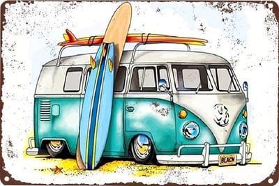 Metal Sign - Metalen Bord - Volkswagen - Transporter - T1 - Hippie Bus - Beach - Muurdecoratie - Koop deze prachtige plaat voor uzelf of geef het als cadeau aan iemand.
