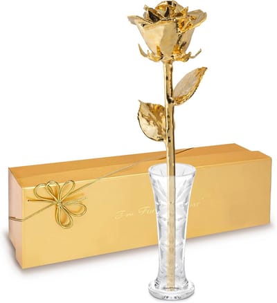 Eeuwige Roos - Gouden Bloem - Romantisch Cadeau - Handgedoopt Goud - 28 cm - Goud