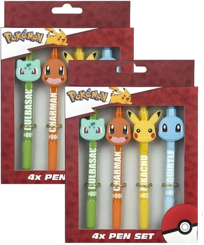 Pokémon Balpennen - set 8x stuks - multi kleuren - kantoor/school - uitdeelcadeautjes