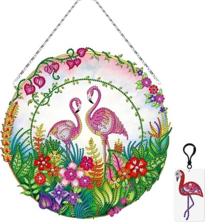 Raamhanger - 05 - Flamingo - Diamond painting - compleet pakket - Diamond painting by Wietske