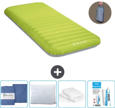 Intex Campingmat - 1-Persoons - 76 x 191 x 17 cm - Groen - Inclusief pomp - Hoeslaken - Kussen - Reparatieset en Kussenbeschermer