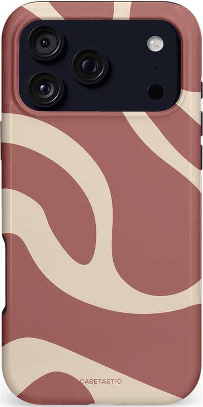 Casetastic hoesje geschikt voor Apple iPhone 17 Pro Max - MagSafe - Dubbellaagse bescherming - Terracotta Mediterranee Golven - Fashion Case - Taupe
