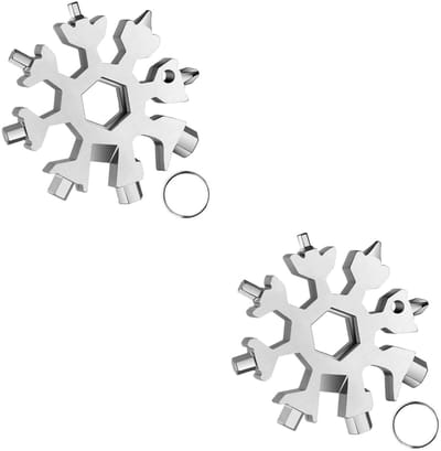 2 stuks - multifunctionele sleutel - inbussleutel - dopsleutel - inclusief 8 maten - geschikt voor fietsen en meubels - uniek cadeau voor papa of heren - zilver