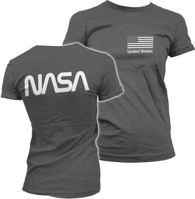 NASA Dames Tshirt -S- Black Flag Grijs